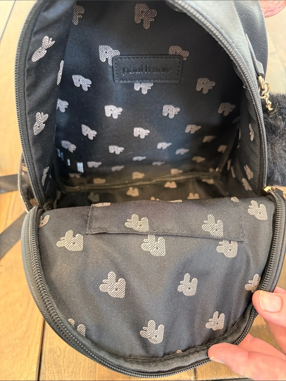 Paul Frank Black Mini Backpack with Red & Cream Monkey Motif